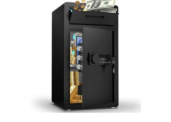 Kavey 6.5 Cub Safe Box, Large Drop Safe for Business, Money Box with Drop Slot & Digital Keypad, Home Cabinet with Dual Alarm & Mute Function for Home