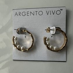 Argento Vivo sterling silver gold over pearl earrings 