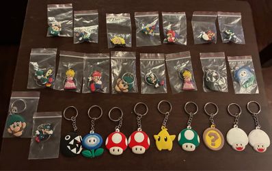 Super Mario Keychains and Croc Charms