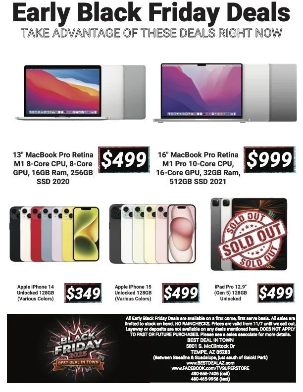 EPIC BLACK FRIDAY SALE! TVs , MACBOOK'S AND MORE!