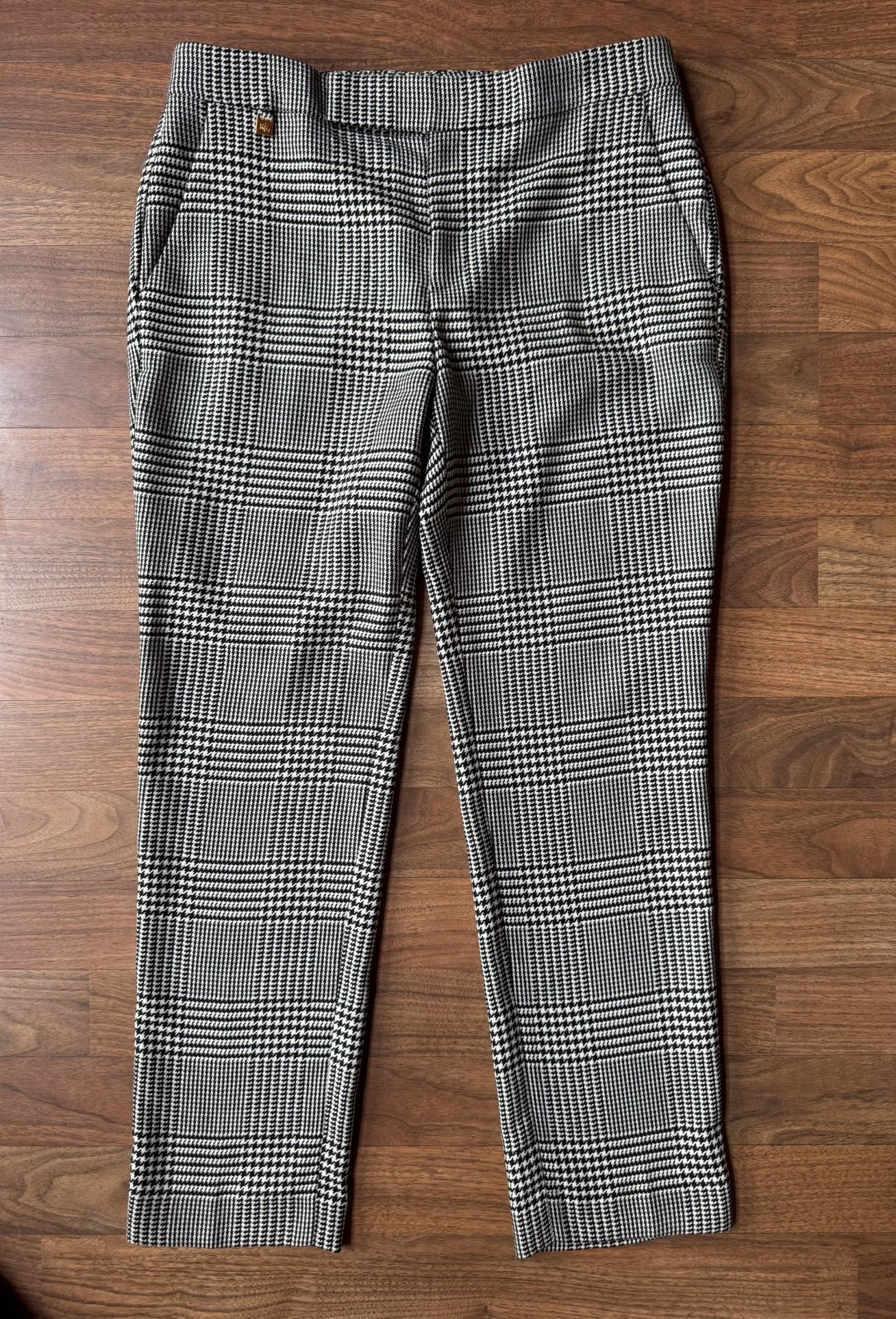 Lauren by Ralph Lauren Pants Womens 4 Black Houndstooth Equestrian Trousers EUC