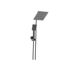 Modern 1-Spray 7.9 in. Dual Tub Wall Mount Fixed and Handheld Shower Heads 1.8 GPM in Matte Black=E4-479