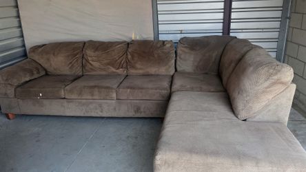 brown L-shaped sectional sofa
