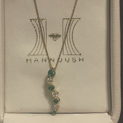 Real Diamond And Emerald Journey Necklace 