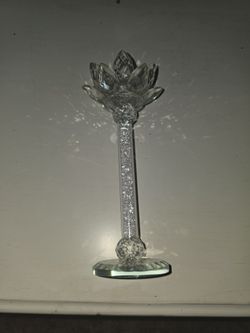 CRYSTAL LOTUS PEDAL CANDLE HOLDER CLEAR/SILVER SPARKLE