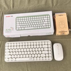 White Logitech Computer Laptop Popkey Keyboard Cute Typewritter Style And Mouse Bluetooth keyboard And Wireless 