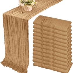 12 Pack 10Ft Cheesecloth Table Runner 35x120 Inch Boho Gauze Table Runner Rustic Cheese Cloth Long Table Runner Romantic Table Runner for Wedding Brid