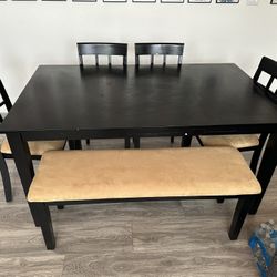 Kitchen Table Set With 4 Chairs and a Bench