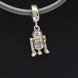 S925 Sterling Silver R2D2 Charm, Charms For Pandora Bracelet 