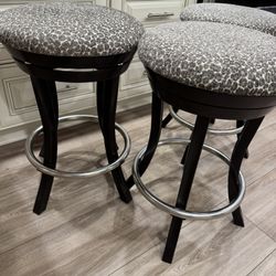 3 Counter Swivel Stools With NEW Upholstery 