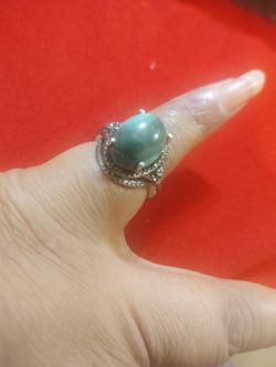 Anillo de Plata925 antiguo con piedra genuina malaquita verde