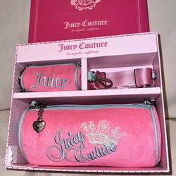 New Pink Juicy Couture Handbag Barrel Bag Heritage Purse Set of 2 Vintage Style