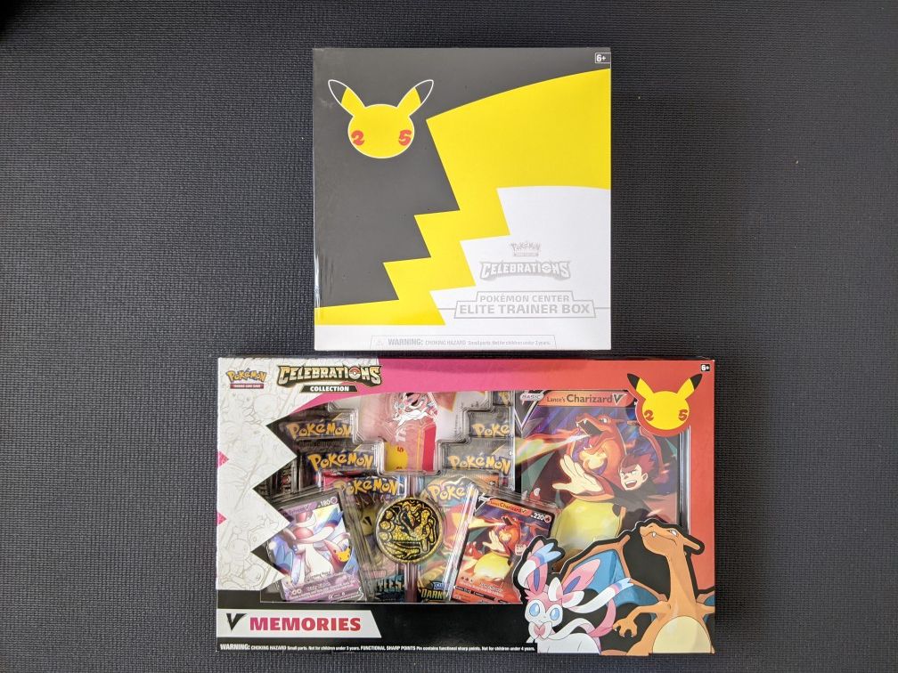 Pokemon TCG Celebrations - Pokemon Center Exclusive ETB + GameStop Exclusive V Memories + Charizard & Dark Sylveon Collections 