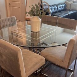 Glass Table With 4 Chairs 