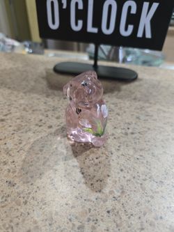 Fenton Art Glass Rose Transparent Lop Eared Easter Bunny