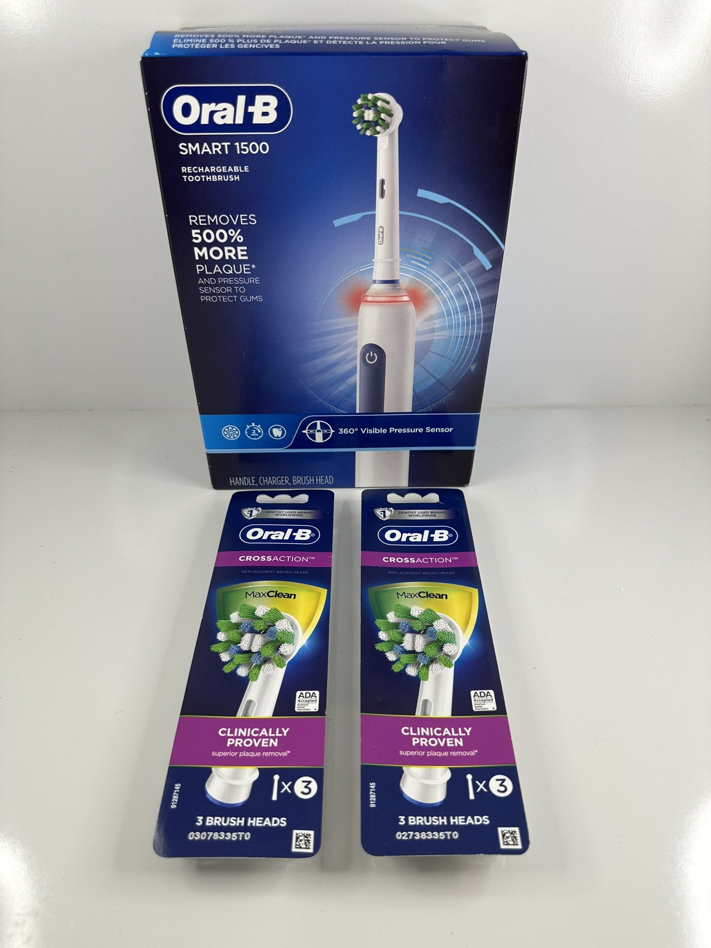Oral-B Smart 1500 Electric Toothbrush + 2× CrossAction Brush Heads NEW Sealed