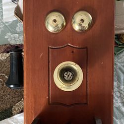 Vintage Wooden Wall Telephone 