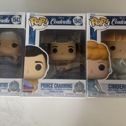 Disney Cinderella Funko Pop - Cinderella- Prince Charming - Fairy Godmother Lot Of 3