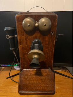 Antique Wood Wall Telephone