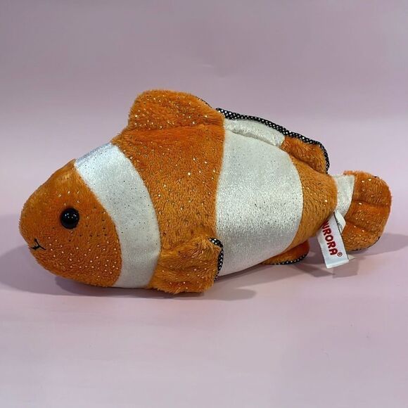 Aurora World Sea Sparkles Plush Coral Clown Fish Excellent Used Condition 9”