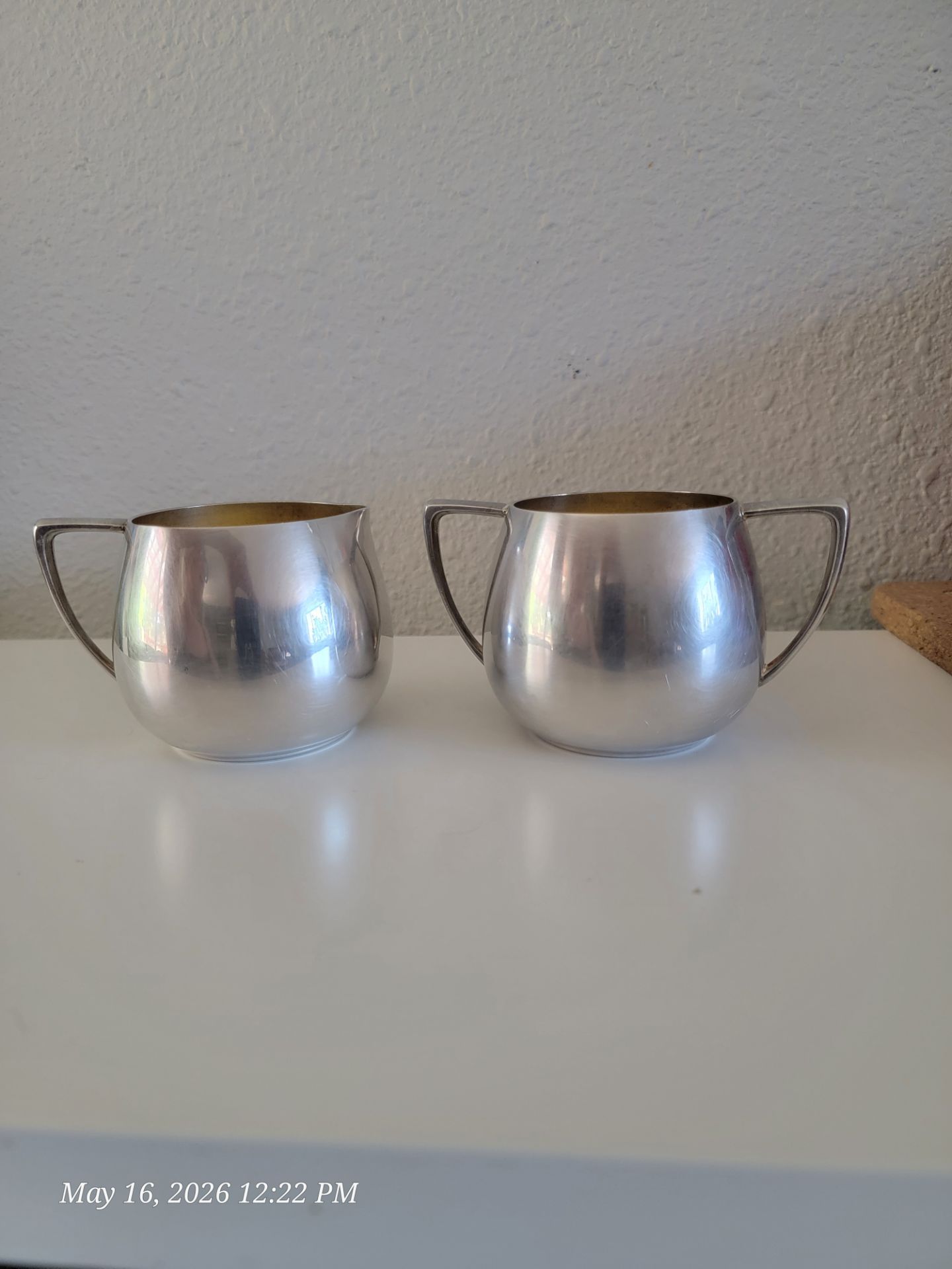 Vtg. Empire Crafts Quadruple Plate Silver Creamer and Sugar Bowl