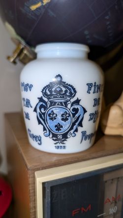 Vintage Grey Poupon Dijon Mustard Jar Digoin Sarreguemines Earthenware White Blue