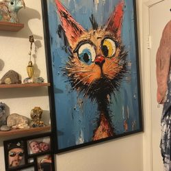 SKINNY CAT ON  CANVAS,  $190