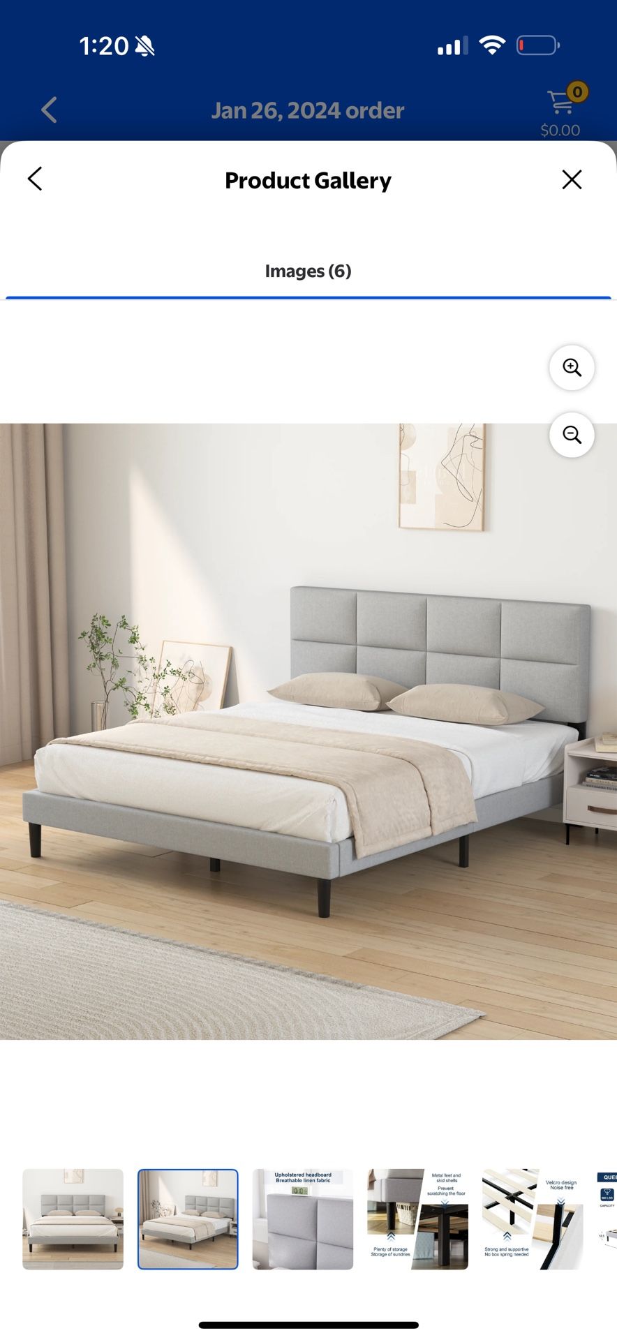 Queen Bed Frame In Grey Color