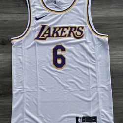 White Lebron James #6 Lakers Jersey 
