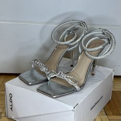 ALDO Barrona Silver Strappy heeled sandal - Stiletto heel
