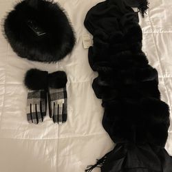 Brand New Fur Hat, Shawl & Gloves 