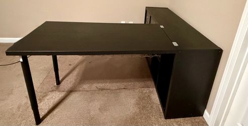 Black L-Shaped Office Desk