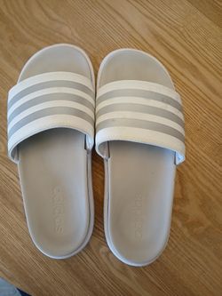 White/ Gray Adidas Unisex Slides Size 8