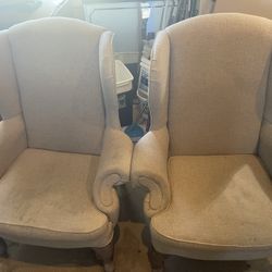 2 Beige Arm Chairs 