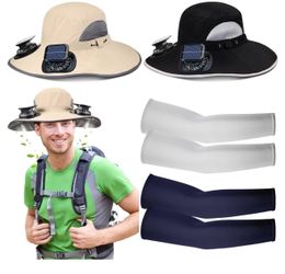 Glitopper 2 Set Solar Hat with 2 Fans and Arm Sleeves