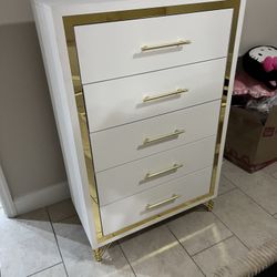 WHITE & GOLD chest 🤍💛 5 Drawer Chest 💛💛