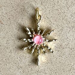 ☀️ Beautiful gold plated sun with pink cats eye pendant