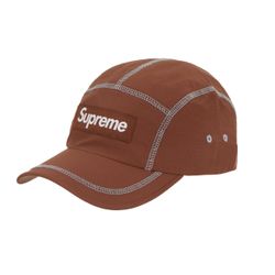 Supreme Reflective Stitch Camp Cap Brown