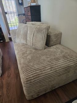 Beige Corduroy Oversized Chaise Lounge (boneless)