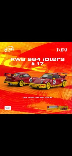 ModelModel 1:64 Porsche 911 RWB 964 #17 Idlers Club Red with Yellow Accents