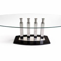 Large Solid Glass And Stone Table 71” X 40”