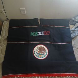black Mexican flag serape poncho