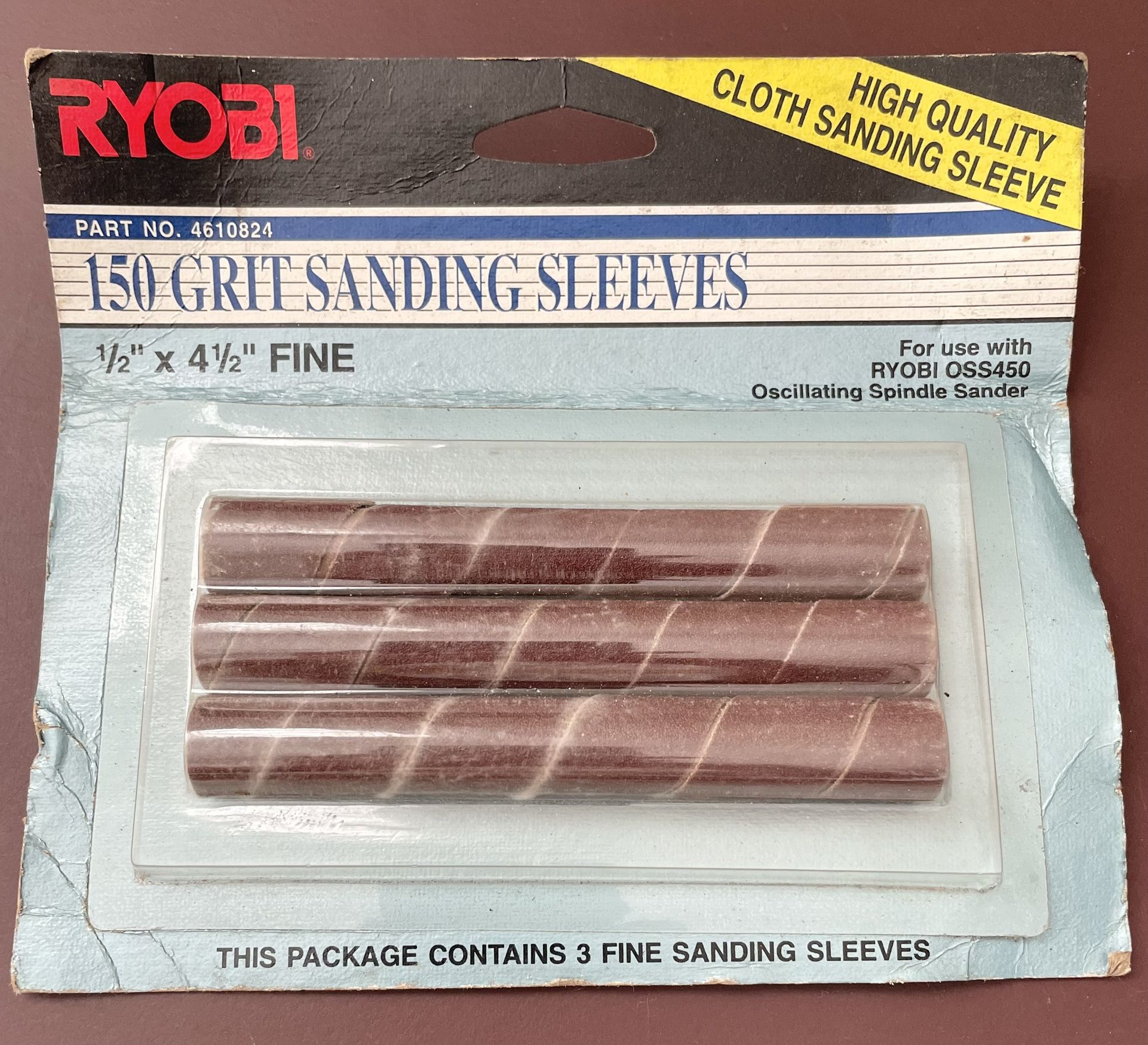 RYOBI OSS450 Oscillating Spindle 150 Grit Sanding Sleeves - 1/2'' x 4.5'' FINE