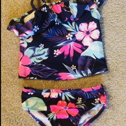 2T EUC Like NEW SO CUTE Carters 2-pc swimsuit bikini ruffle off one shoulder toddler baby girl