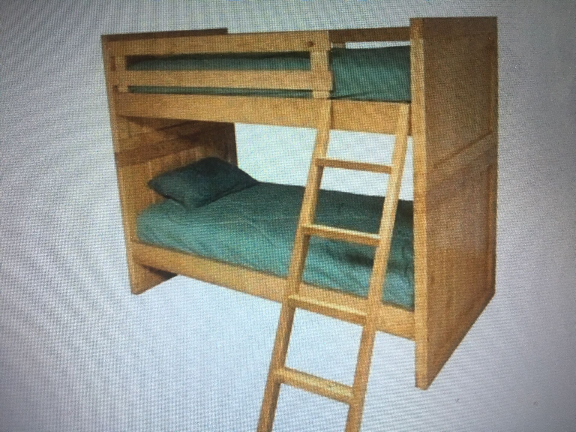 Original cargo-. Bunk beds with ladder a desk and side table