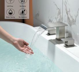 BEIYI 2 Handle Deck Mount Tub Faucet Brushed Nickel