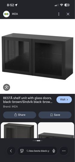 Ikea besta tv stand cabinet black glass