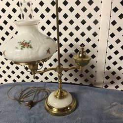 Vintage Brass Student Lamp Signed