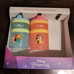 New Disney Princess Whiskware toddler, baby Food Storage Jar Snack container Pack 