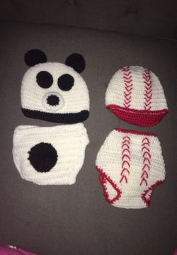 Crochet Baby Diaper cover and matching hats